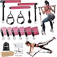 Upgraded Pilates Bar Kit with Resistance Bands Natural Latex for Women & Men, Heavy-Duty Stainless Steel Multifunctional Yoga Pilates Stick for Home Gym Exercise Fitness Equipment Full-Body Workouts