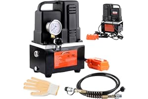 HZLZRZ Electric Hydraulic Pump Power Pack, Single Acting 110v/120v 10000 psi,Unit 2 Stage(1st Stage/290 Psi, 2nd Stage/10,000 Psi), One Way Mini