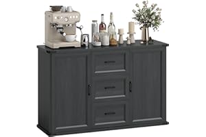 HOMCOM Modern Sideboard Buffet Cabinet with 3 Drawers and 2 Doors, 47" Coffee Bar Cabinet with Adjustable Shelves for Kitchen