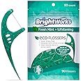 Brightworks ECO Sustainable Floss Picks - 270 Count - PFAS Free - Made in USA100% Post-Consumer Recycled Plastic, Super Strong Mint-Flavored Floss with Micro-Crystals