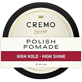 Cremo Polish Hair Pomade for Men, High Hold &amp; Shine, 3.4 oz | Thick curly hair products for men, Slick polished look, Natural firm finish, Versatile gel-like hold, Barber grade