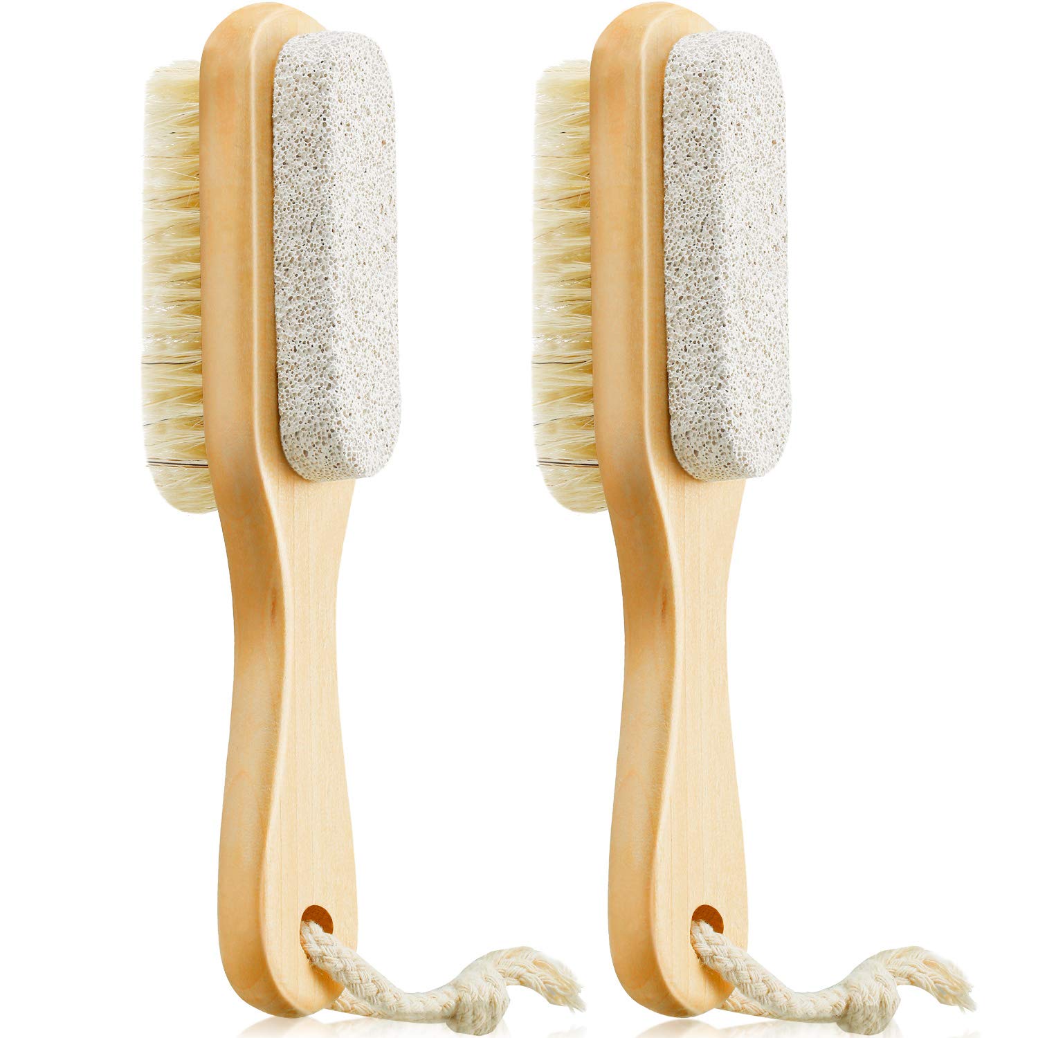 2 Pieces Foot File Callus Corn Remover Pumice Stone Brush Foot Scrubber Exfoliator Double Side with Pumice Stone and Bristle Brush Heel Scraper Foot Care Tools for Feet Dry Dead Skin: Beauty