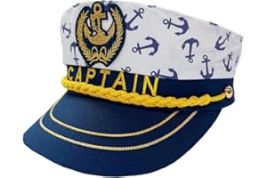 TOPORTY Captain Yacht Hat Nautical Hat Adjustable Anchor Skippers Cap Navy Marine Admiral Hat for Halloween Costume Accessory