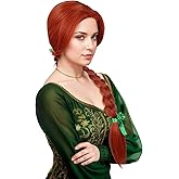 karlery Women Girl Long Red Ginger Braided Wig Princess Cosplay Wig Heat Resistant Synthetic Fiber Brethable Adjustable Size for Halloween Costume Party