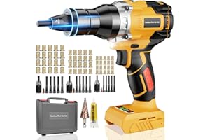 Cordless Rivet Nut Gun for De-Walt 20V Battery, Electric Rivet Nut Tool Brushless Motor with 3 Sizes Rivet Nuts(1/4", 5/16", 