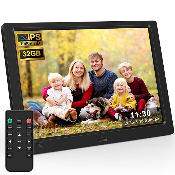 KECAG 10.1″ DIGITAL PICTURE FRAME, 1080P IPS DIGITAL...