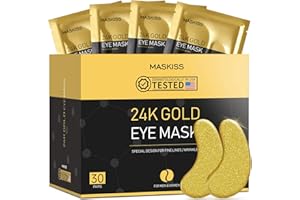 Maskiss 24k Gold Under Eye Patches (30 Pairs), eye mask, Collagen Skin Care Products, Eye Patches for Puffy Eyes, eye masks for dark circles and puffiness