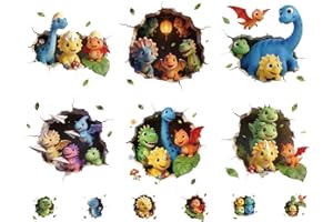 SUPERDANT 12PCS 3D Colorful Dinosaurs Iron On Transfer Paper Pterosaurs Heat Transfer Sticker Triceratops Hot Press Patch Dec