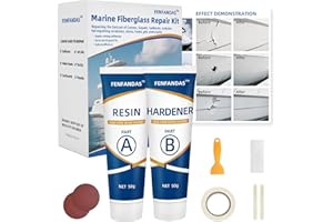 FENFANDAS Fiberglass Boat Repair Kit White, Gel Coat Repair Kit for Boats, Marine Fiberglass Repair Kit for Boats, Epoxy Filler for Boats, Fiberglass Repair Kit Fix Holes Chips Pits Cracks