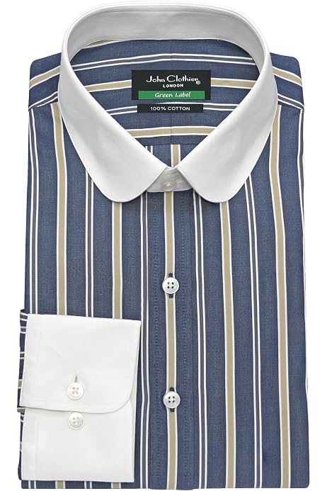 Amazon.com: Club Collar Shirt Classic Stripe Linen slub Dash 