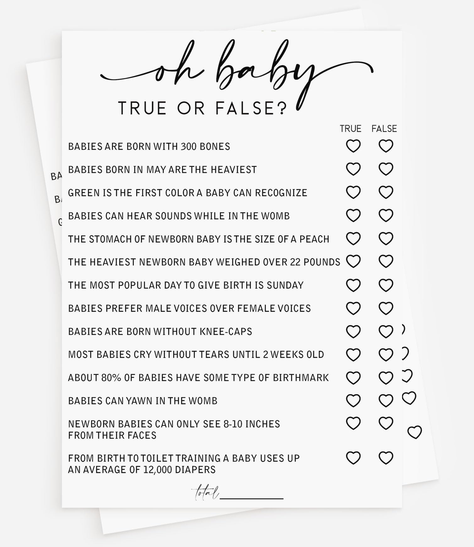 All Ewired Up 50 Baby Shower Trivia True or False (50-Cards) Fun Baby Shower Game Activity, Gender Neutral Boy or Girl, Minimalist