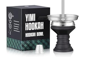 MY YIMI HOOKAH Yimi Hookah Premium Ceramic Hookah Bowl, Stainless Steel Bowl Screen, Hookah Chimney Charcoal Bowl Kit (Black)