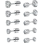 Earrings for Women Cubic-Zirconia Surgical-Stainless-Steel - Hypoallergenic CZ Stud Set Ear Rings 20G Helix Cartilage Tragus Women Jewelry Fake Diamond Cartilage