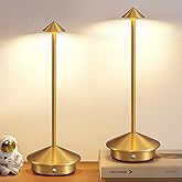 NEWSEE Modern Cordless Table Lamp Set of 2, Portable LED Desk Lamps, 5000mAh Rechargeable Battery Operated Lighting for Bedroom Dining Room Restaurant Coffee Shop Camping Night Light (Gold)