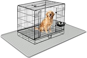 Bartuke Silicone Dog Crate Pad Liner, 117x81cm Pet Crate Mat for Dog Cages, Kennel Mat with Raised Edge, Waterproof, Leakproo