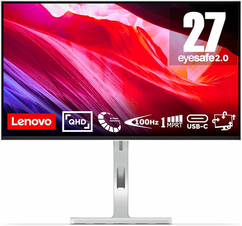 L27h-4A - Monitor QHD 27" (IPS, 4 Lados Ultrafinos, HDMI - DP - USB-C, 16:9, Tasa de Refresco 100 Hz, Tiempo Respuesta 1ms, Montaje VESA 100 mm, Ajuste Inclinación/Altura/Pivote/Giro) - Gris