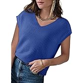Dokotoo Women's Casual V Neck Ruffle Sleeve Summer Tank Tops Shirts
