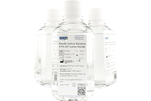 UFC BIO Sterile Saline Solution, 0.9% - USP Grade - 0.05μm Filtered and Sterile - Made in USA - Four Pack: 4x500mL Bottles (2000mL Total)