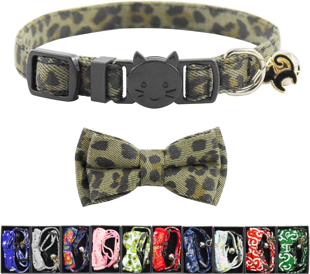 Bowtie Cat Collars Breakaway with Bell, Adjustable Cute Kitty Collars Safety Buckle Kitten Collar for Cat Puppy 7.5-11in (17)
