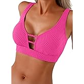 Herseas Push Up Bikini Top Women Textured Sexy Swim Suit Tops Scoop Neck Swimsuit Top Fashion Bathing Suit Tops