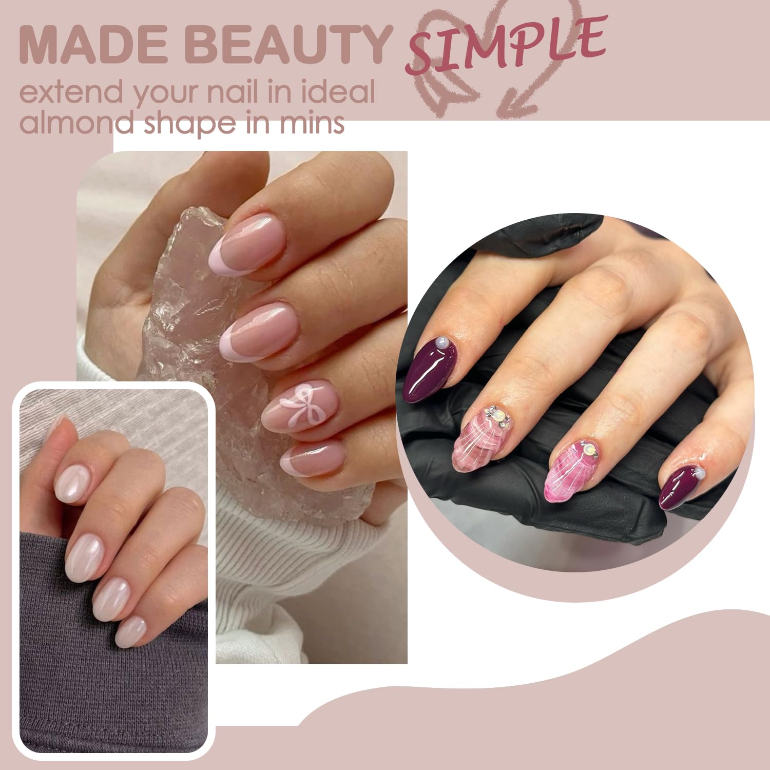 UNA GELLA Short Fake Nails Tips Almond Shape 504PCS Soft Press On Gel Nail Tips Pre Shaped For Women Home Almond Nail Extension Full Cover, 12 Sizes Acrylic Gelly Tips - Image 2