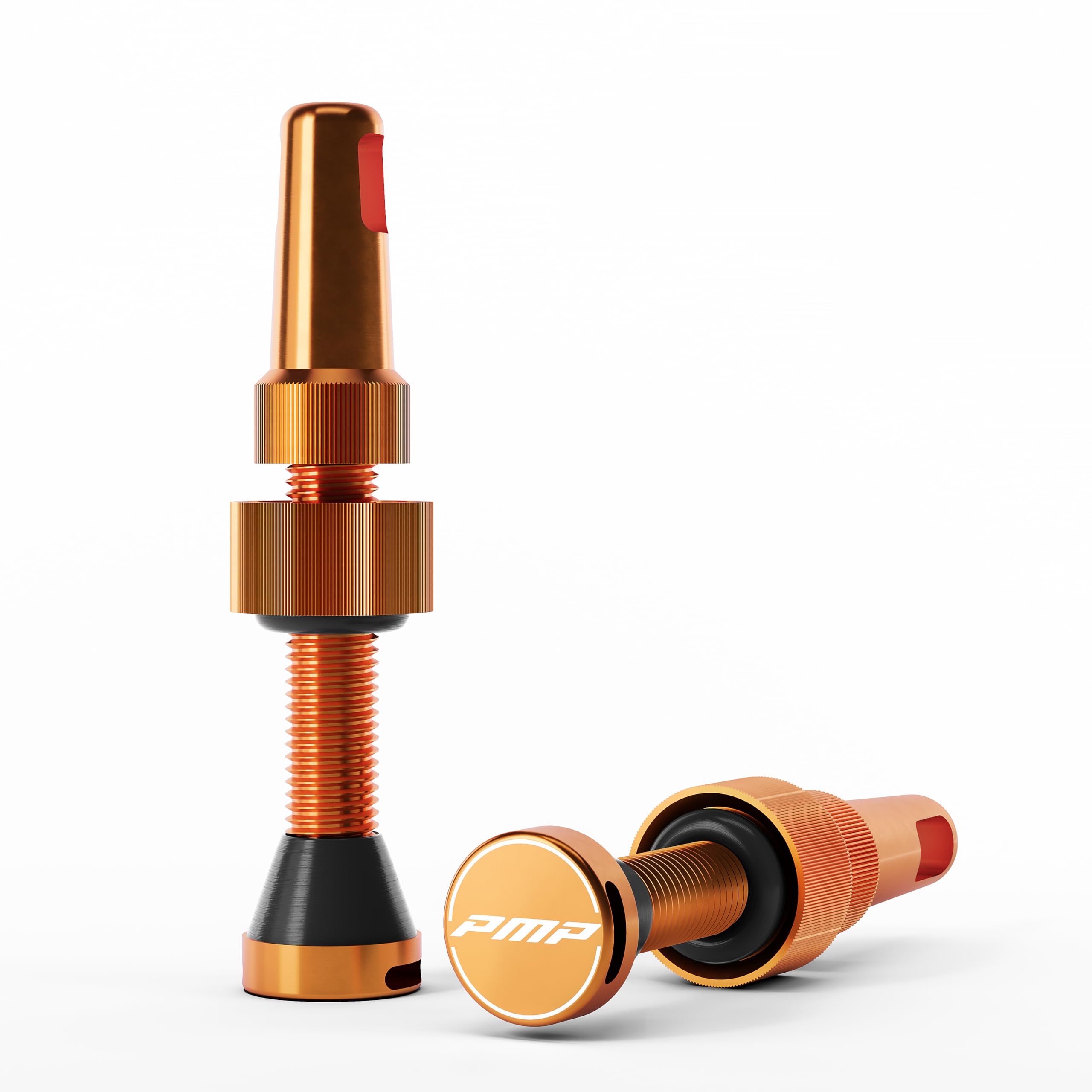 PMP Tubeless MTB Valves Universal: Conical Base, Tool-free Use, Core Removal Tool, Compatible with Foam Inserts, Standard Presta, 50mm