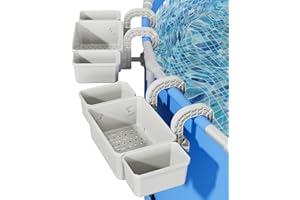 POOLHOUR Poolside Storage Basket with 2 Cup Holders, Stretchable Pool Toy Basket for Towels Beverages, Multifunctional Poolside Holder for Most Frame Pool Accessories (2Pack)