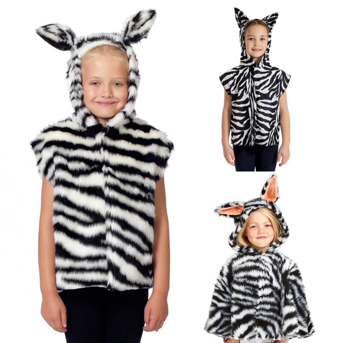 Charlie Crow Zebra suede tabard costume for kids one size 3-8 Years.