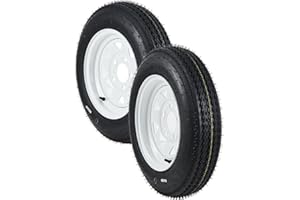 Garvee 2-Pack Trailer Tires On Rim 5.30-12 530-12 530X12, Load Range C, 6PR, 5 Lug 12 In. White Spoke Wheel, 5 On 4.5" Durable Trailer Tire Travel/Camper/Utility/Boat, Set of 2