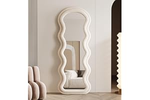 Full Length Mirror 63"x24", Irregular Wavy Mirror, Arched Floor Mirror, Wall Mirror Standing Hanging or Leaning Against Wall 