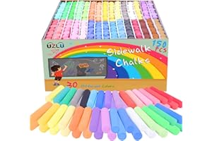 UZLU 150 Pcs Sidewalk Chalk-30 Colors, Drawing Chalk for Kids, Jumbo Washable Chalk Giant Box Non-Toxic,Painting on Sidewalk,Outdoor Art, Blackboard, Playground, Outside Gift Adult