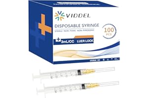 VIDDEL 100pcs 3ml/cc 25G 1.5 inch Luer Lock for Industrial Scientific Accessories, Refilling Liquid, Individually Wrapped
