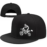 Motocross Dirt Bike Snapback Hats Adjustable Baseball Cap for Men Cool Motorcycle Skeleton Hat for Men Black Flat Bill Trucker Hats Snap Back Baseball Hat Cycling Skull Fitted Caps for Mens