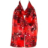 Hat To Socks Christmas Snowflakes Santa on Sleigh Chiffon Satin Scarf