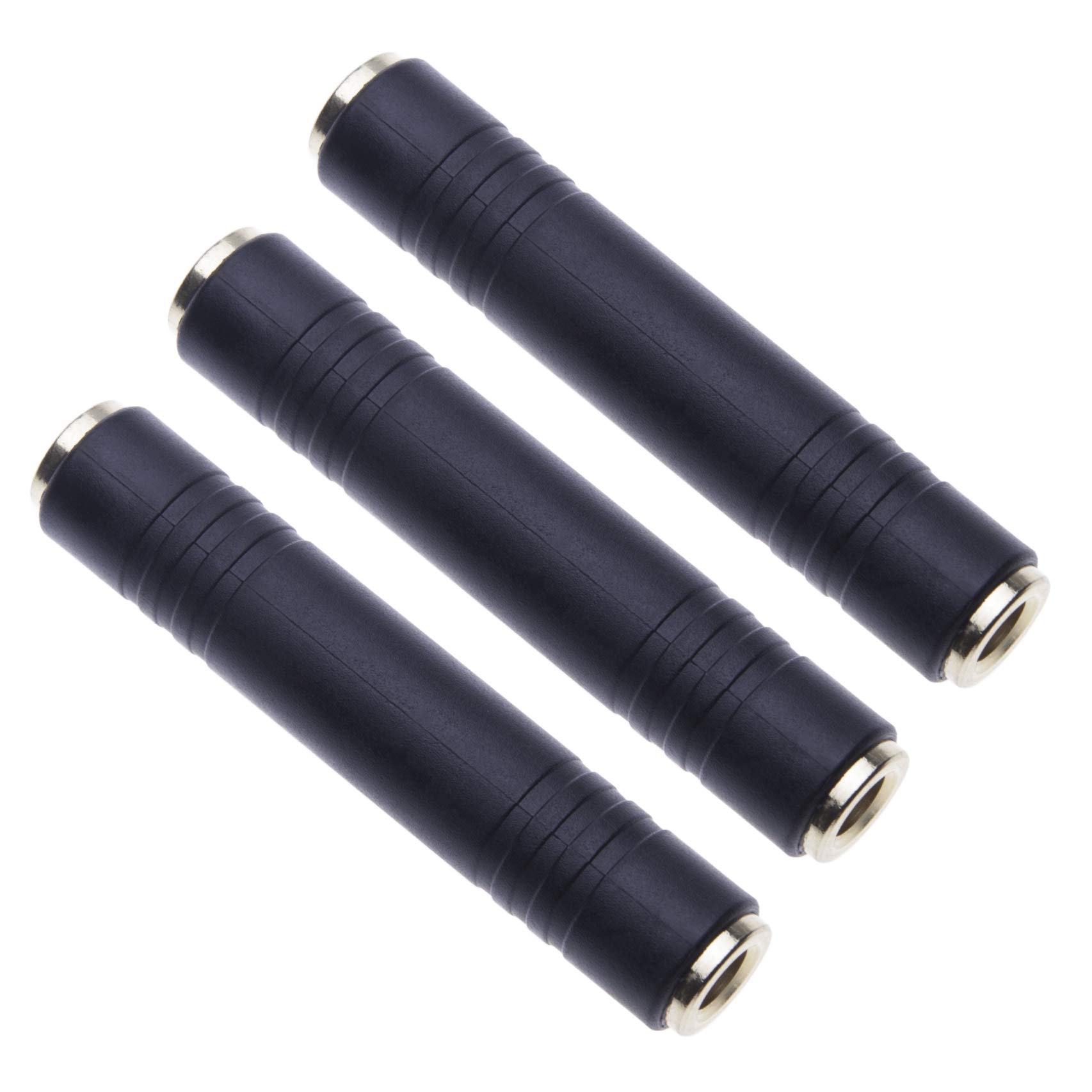 Keple 6.35mm (1/4in) Female to Female Adapter, 6.35 mm (1/4") TRS Stereo and Mono Jack Coupler, Joiner, Headphones Cable Extension Connector, Goldplated Converter (3-pack)
