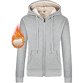 Gihuo Women's Sherpa Lined Hooded Sweatshirt Zip Up Winter Warm Hoodie Comfy Hooded Fleece Jacket