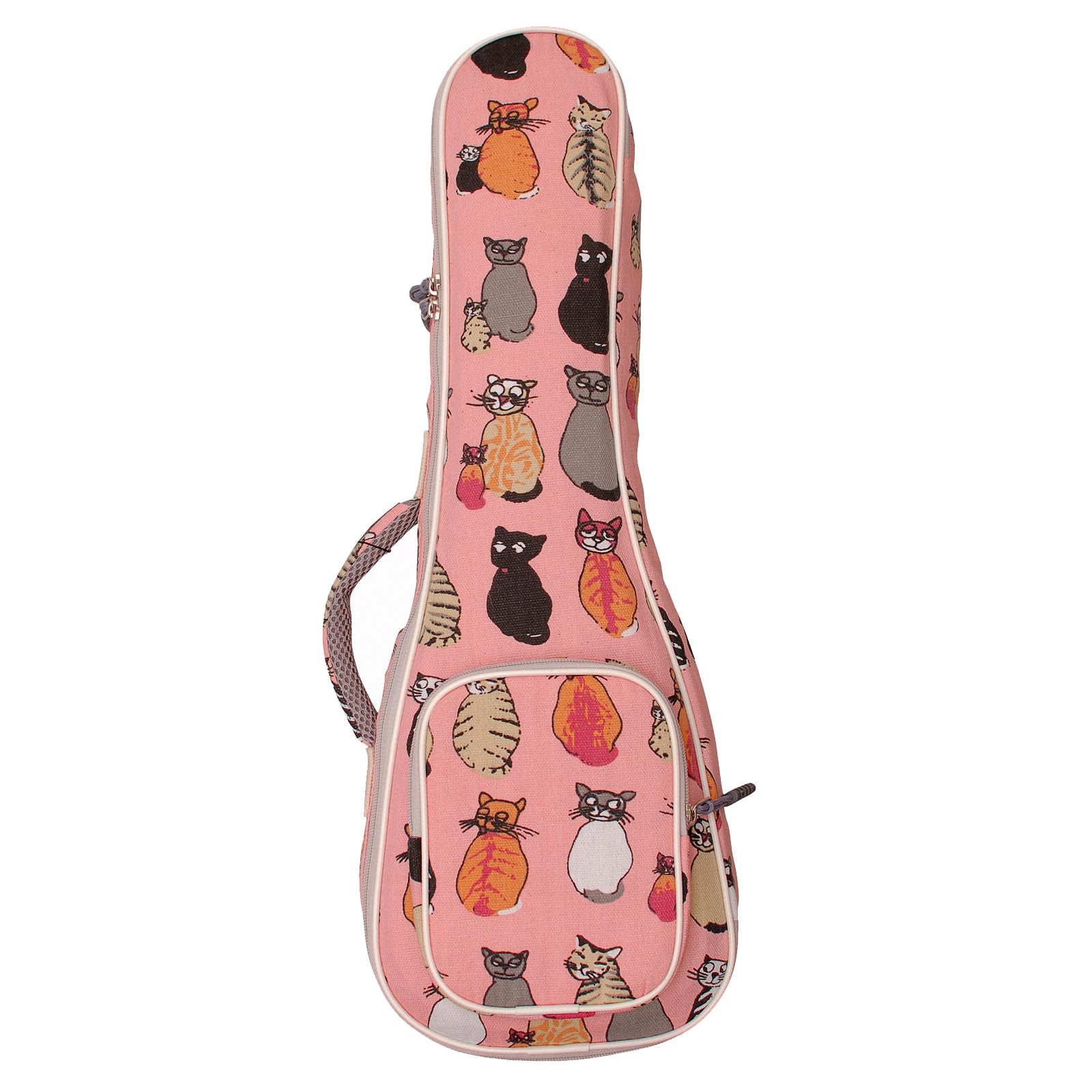 MUSIC FIRST Canvas MISS CAT ukulele case ukulele bag, Double Shoulder Straps, Original Design (Fit for 21 inch Soprano Ukulele, Double Shoulder Straps)