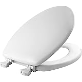 MAYFAIR 1844EC 000 Toilet Seat Easily Remove, ELONGATED, Durable Enameled Wood, White