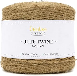 Creative Deco 300m Jute-Schnur Natur Braun Jute-Kordel | 985 Fuß | 2-3 mm Dicke 3-Lagig | Hanfschnur Juteband Paketband Stark | Für Dekoration, Floristik, DIY Kunst-Handwerk, Verpackung und Recycling