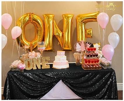 Shinybeauty Black Sequin Tablecloth 48x72inch Black Sequin