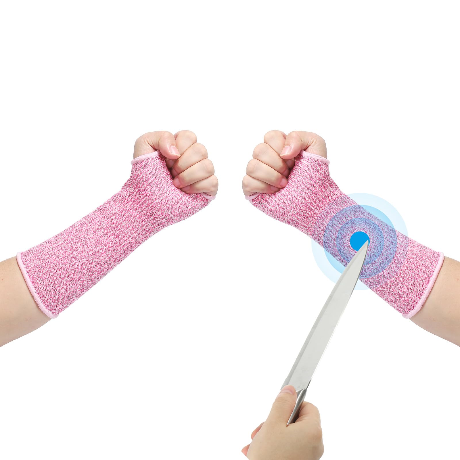PATIKIL 10 Inch Cut Resistant Sleeve, Arm Safety Protectors Sleeves with Thumb Hole Level 5 Protection Forearm Guard Sleeves for Thin Skin and Bruising, XS, Pink — image 1