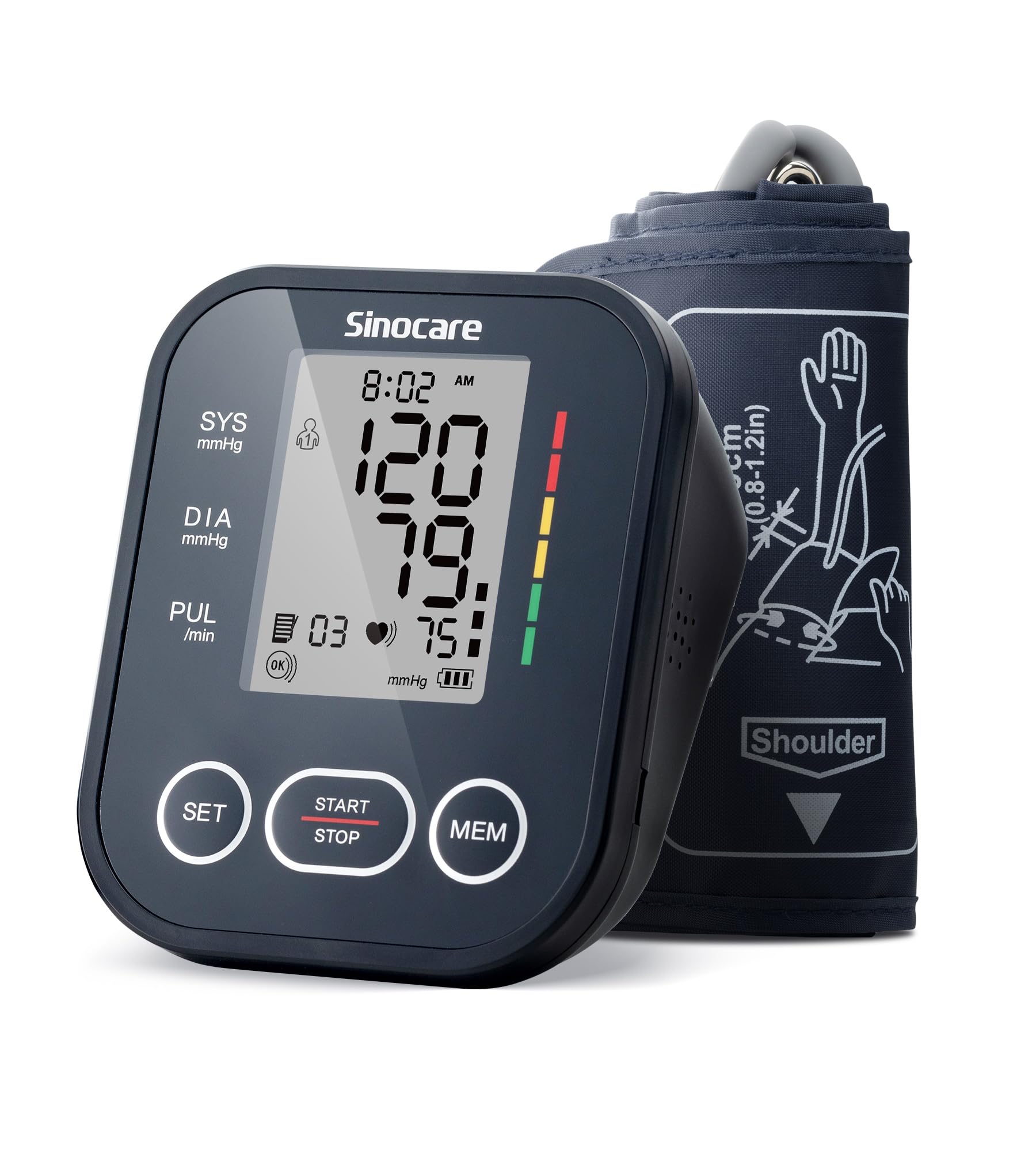 sinocare Blood Pressure Monitors,Upper Arm Blood Pressure Machine, 22-42cm Large Cuff BP Monitor, BP Blood Pressure Machines for Home Use with Heart Rate Monitor
