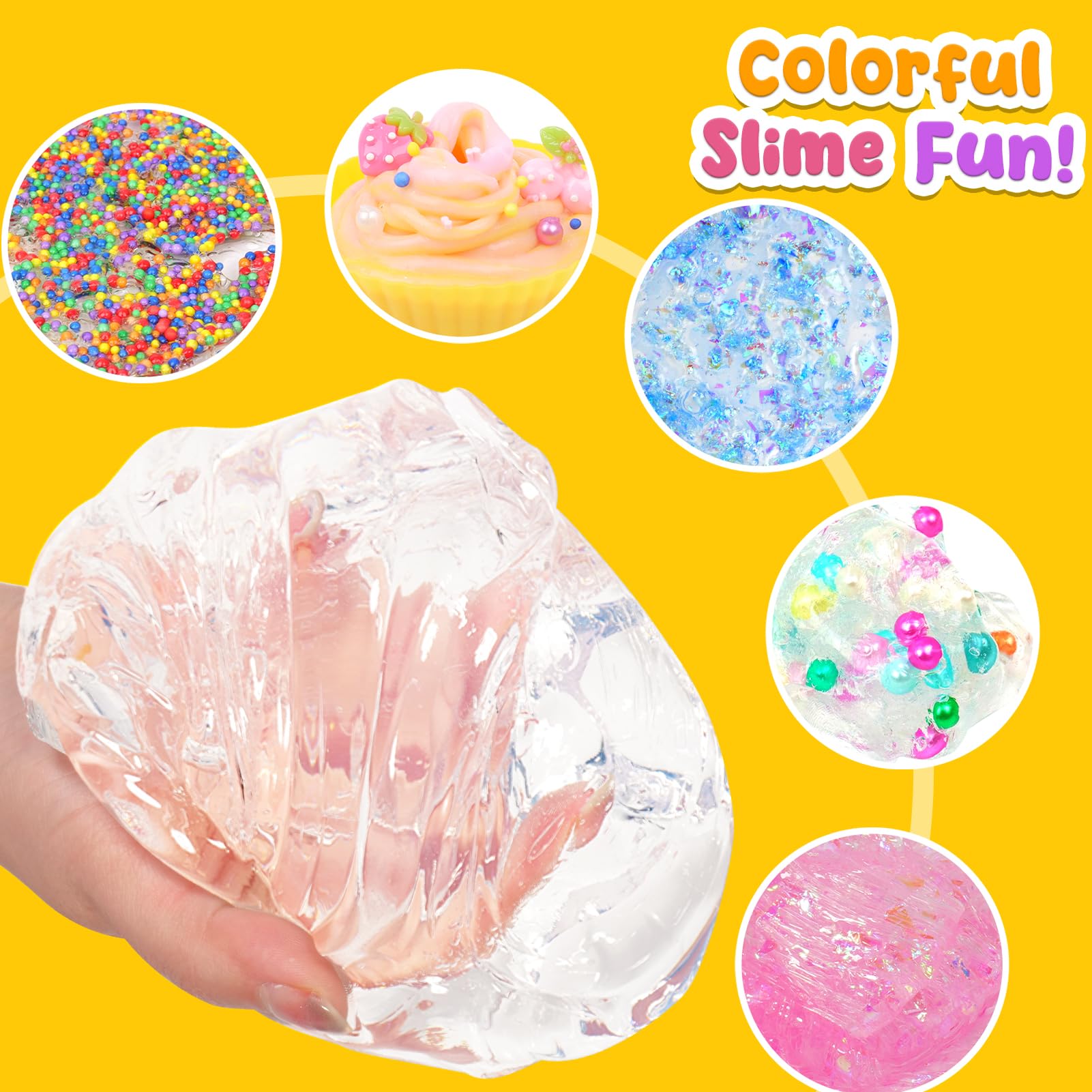 60 FL OZ Clear Slime Kit for Girls with Big Bucket: Slime Making Kits with Premade Slime for Kids DIY - 3.7 LB Crystal Slime with 35 Pack Slime Accessories for Girls Birthday Gifts