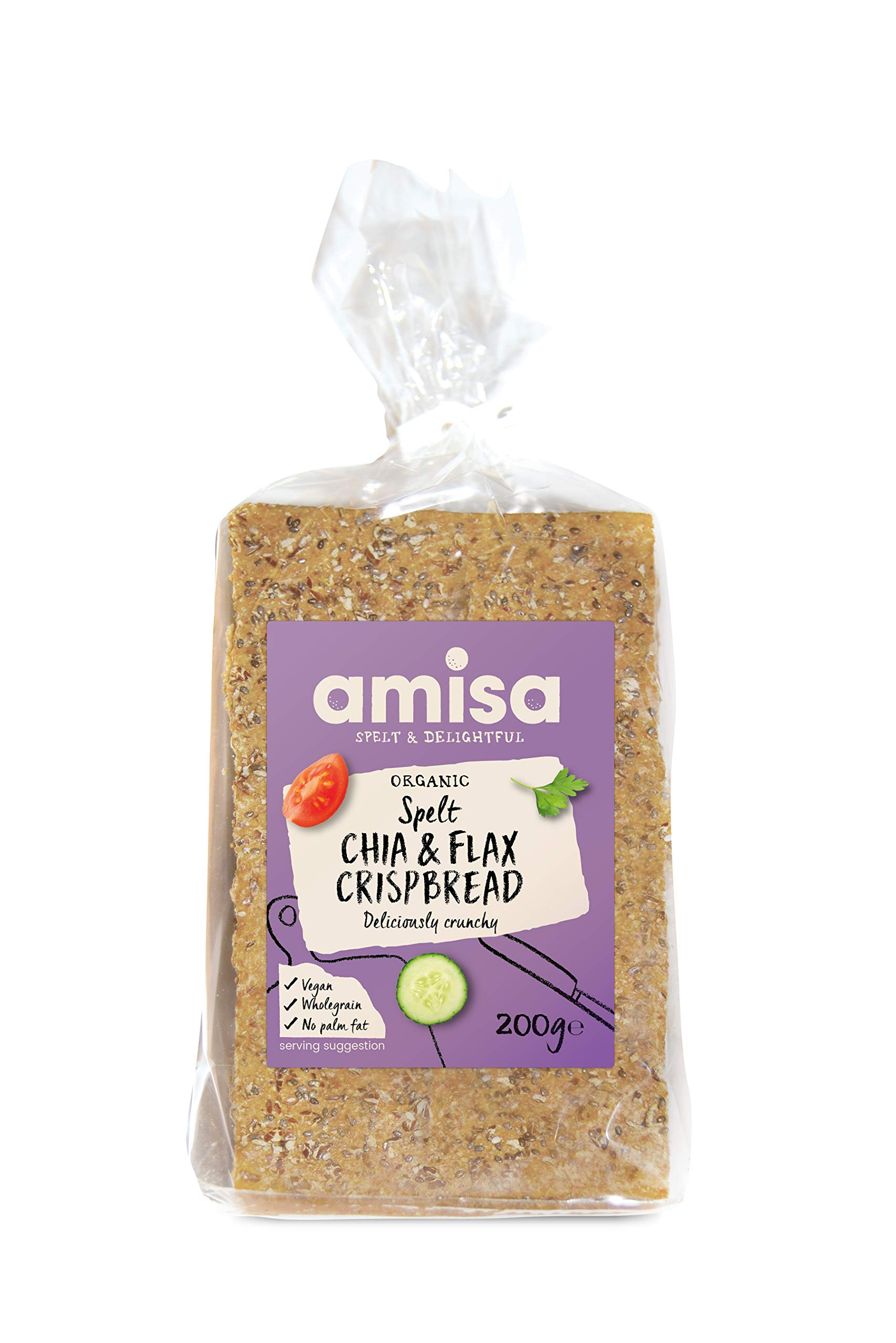 AmisaOrganic Spelt Chia and Flax Omega Crispbread 200 g (Pack of 6)
