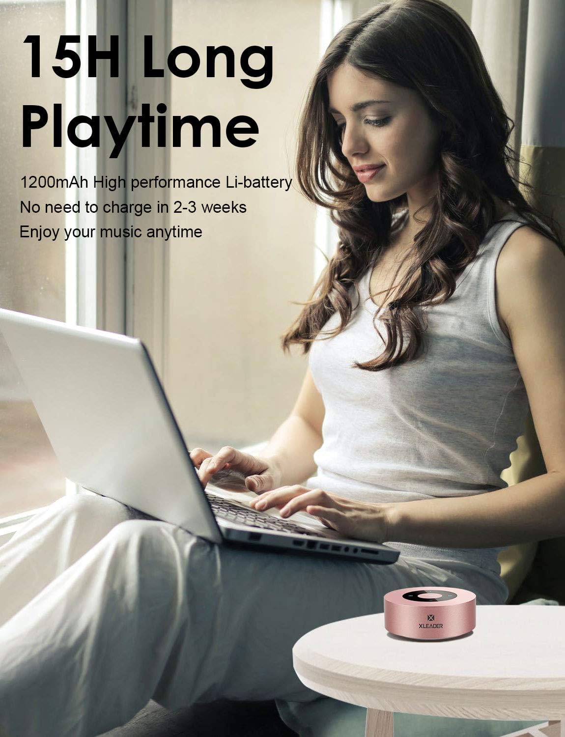 Xleader Mini Bluetooth Speaker (Travel Case Packed) with Aux input, Micro SD, Mic, Touch Design, Crystal Sound$Rich Bass - Image 5