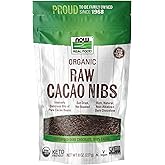 NOW Foods, Organic Raw Cacao Nibs, Rich, Pure Cacao Bean Bits, Dark Chocolate Flavor, Certified Non-GMO 8-Ounce (Packaging Ma