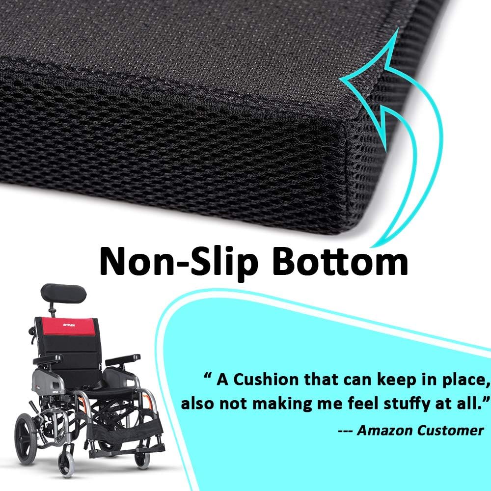 Memory Foam Seat Cushion Pad for Desk Chair, Non-Slip Wheelchair Orthopedic Memory Foam Coccyx Cushion for Long Sitting, Seat Riser Cushion for Office Chair, Pain Relief Cushion with Non-Slip Bottom: Home & Kitchen