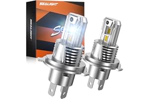 SEALIGHT H4/9003 LED Light Bulb, 1:1 Real Size, 800% Brighter 46,000LM Super Output, 6500K Cool White with Fan,3Mins Plug and Play, Pack of 2