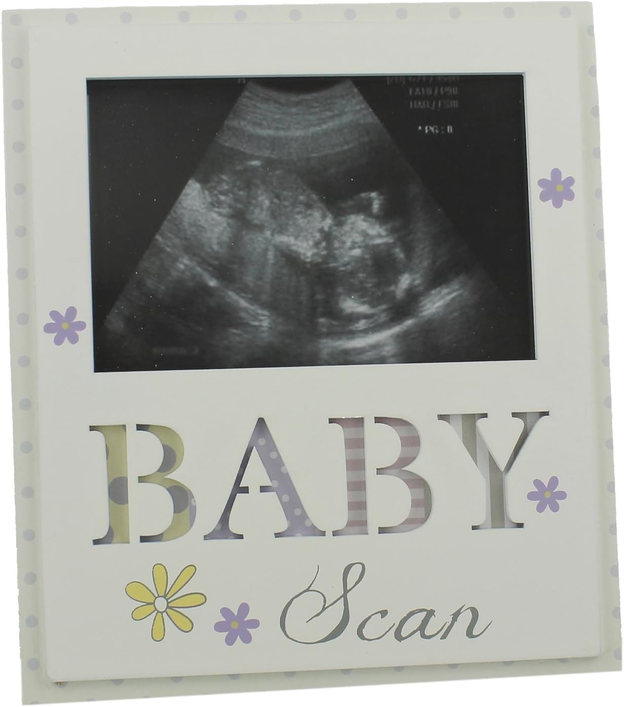 Baby Scan Sonograph Frame - White with Flowers