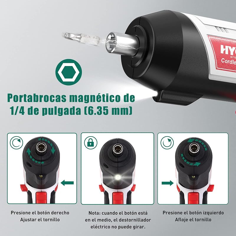 HYCHIKA Avvitatore a Batteria, Avvitatore Elettrico 6 Nm Cacciavite Elettrico 3.6 V 2.0 Ah, Luce LED, Cavo di Ricarica USB, Adatto per Riparazioni Domestiche DIY